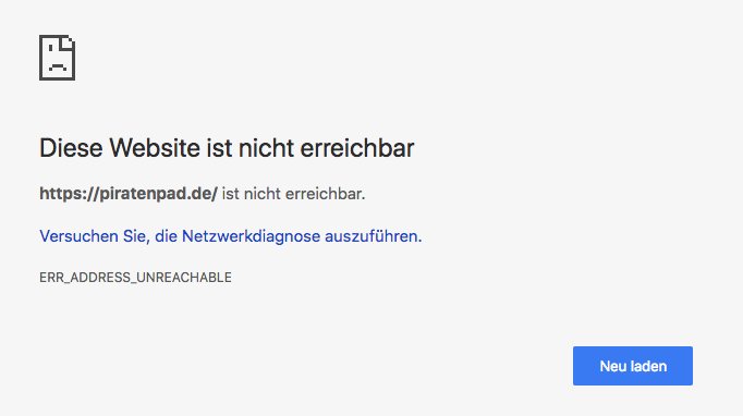 gwandr's tweet photo. @piratenpad ist derzeit offline, getestet in chrome und firefox. Wisst ihr mehr dazu? https://t.co/M39vSo3xWV