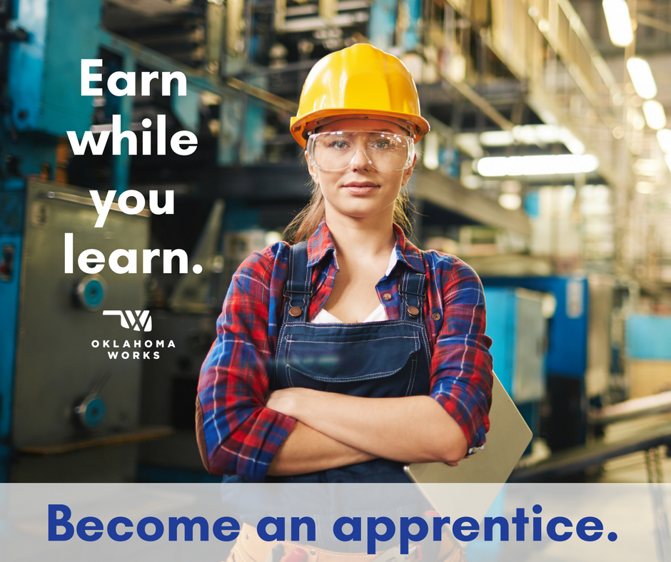 OKLAworks's tweet photo. Earn a paycheck while you learn valuable skills! Find out more about Registered Apprenticeship at: https://t.co/TkVTcpAPpU #ApprenticeshipWorks #EarnAndLearnOK https://t.co/3YV8eDCnsr