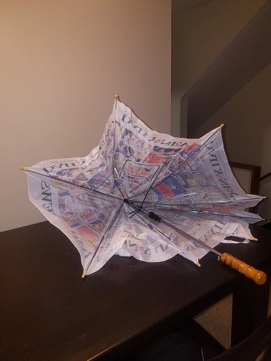 guddocta's tweet image. So last Sunday I went toda #carshow I signd up 4 @NYDailyNews $20 4 20wks delivery(req a 8am del.) it came wita #charliebrown umbrella. I wntd both. fast forward a wk ltr now I have nothin I AINT TOUCH A PAPER YET N IT RAINed today..THIS MY $20 #1use #disposable UMBRELLA! 😢😩