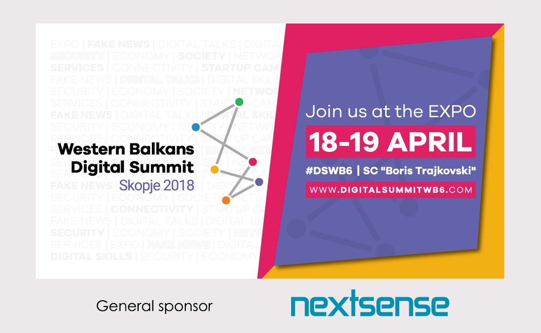 Nextsense_Mk's tweet photo. Nextsense - general sponsor of Western Balkans Digital Summit (#DSWB6) in Skopje! A high-level event to bring together representatives from governments, businesses, regional organizations, academia and youth with the goal to set up a #digitalplatform for exchanging ideas. https://t.co/ETpvNXlSsZ