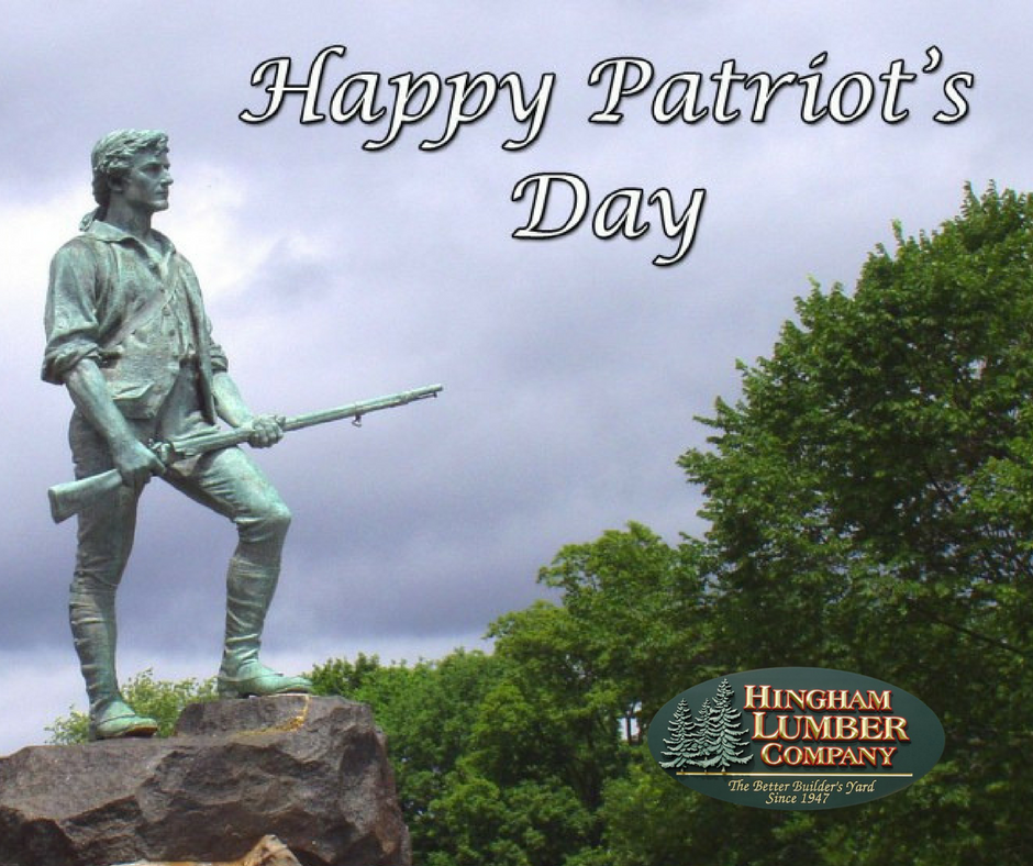 HinghamLumber's tweet image. Happy Patriot&apos;s Day! Hingham Lumber will be open today with our normal business hours, 7am-5pm. Stop in and get started on that project you&apos;ve been planning! We&apos;re here to help! 
#PatriotsDay #springproject