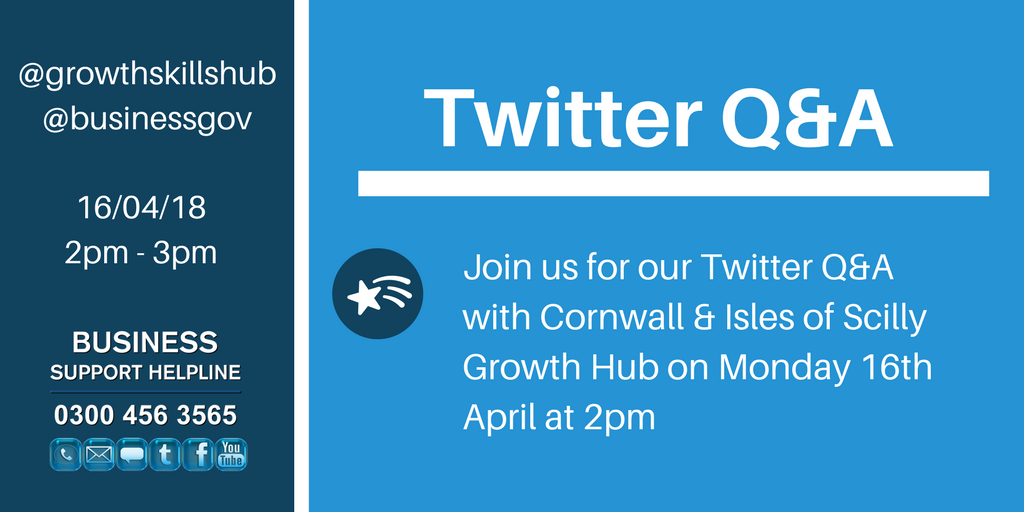 growthskillshub's tweet photo. Join us in an hour for a grilling by @businessgov on everything Cornwall and Isles of Scilly business related for #CornwallBusinessWeek18 https://t.co/je0nzf1rnb