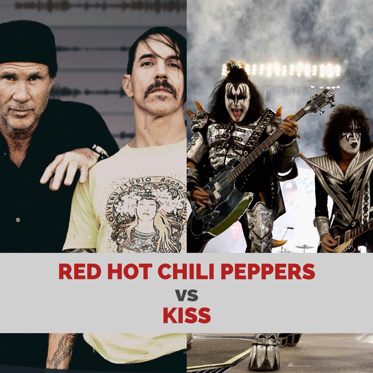 P6Rock's tweet image. Det er superjevnt mellom @ChiliPeppers  og @KISSOnline i dagens avstemning. Stem på din favoritt til å gå videre i Tidenes rockeband på vår Instagram-profil.