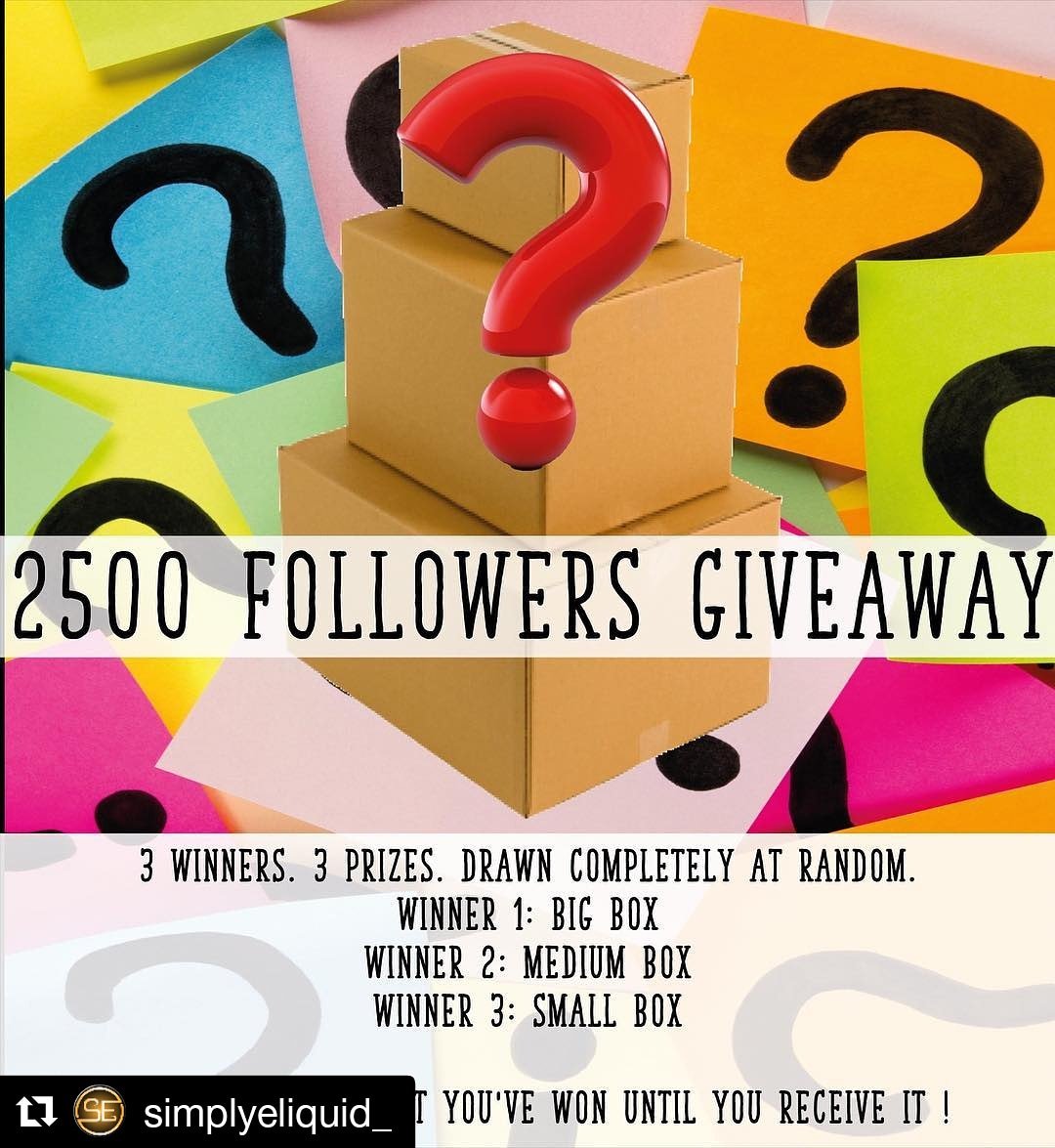 Come on vapefam @Simplyeliquid_ only need 6 more followers then someone will win some amazing prizes #giveaway #competition #VAPE #vapefam #rt #follow #vapelife #vapemodel #cloudchasers #ukeliquid