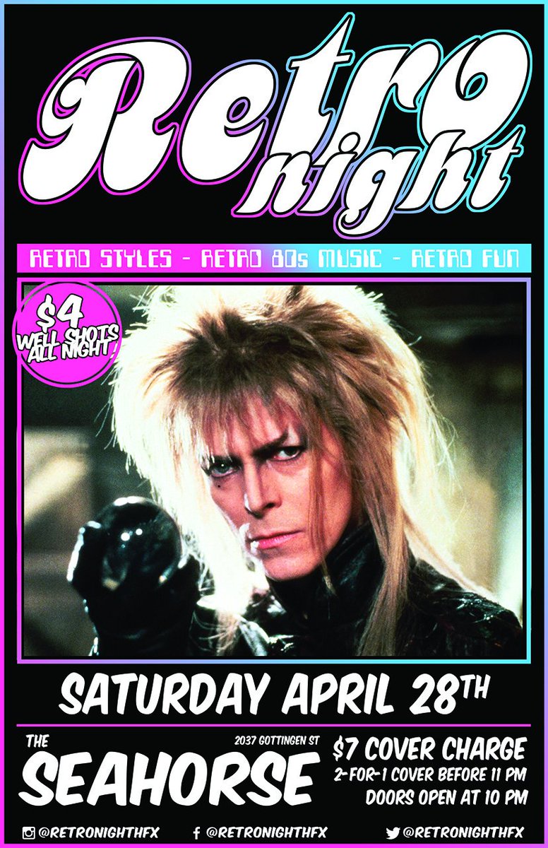 theseahorse's tweet photo. Hey @RETRONIGHTHFX is back in 2 weeks! #halifax #bowie #bowieswang https://t.co/bpHbacLt3t