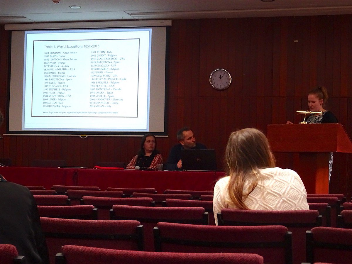 DrVClarkson's tweet photo. One of many highlights at #BASEES2018, Crossing Cold War boundaries panel: @PiaKoivunen on cancelled Moscow Expo ’67, @MNeumannUEA on US kids at Artek pioneer camp & Dina Fainberg on US-Soviet Spacebridge TV show @BASEES https://t.co/2KouGG5rXI