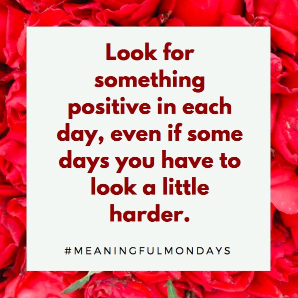 During this stressful time of the semester, it can be easy to get bogged down and focus on the negative. We challenge you to look for something positive each day!! Write it down in a journal, share it with a friend, treat it like your own personal mantra. #MeaningfulMondays