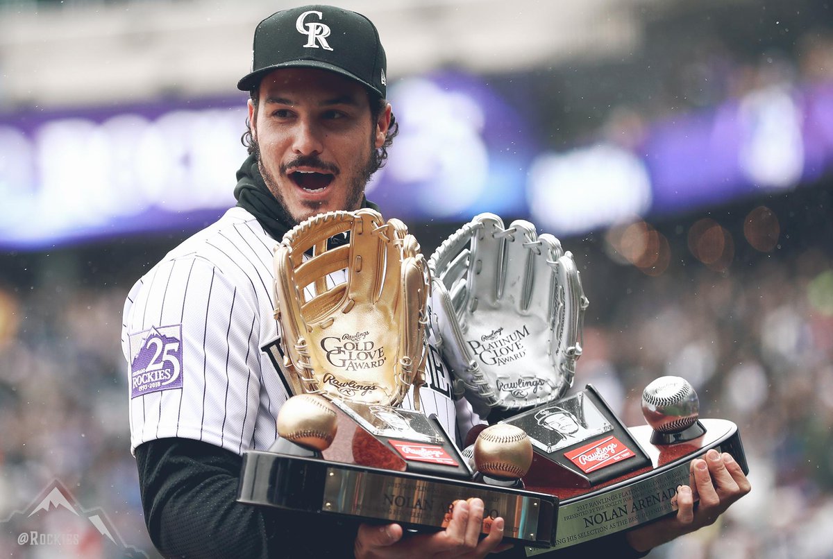 Rockies's tweet photo. 5 @MLB seasons. 5 Gold Gloves. 3 All-Stars. 3 Silver Sluggers. 3 Wilson Defensive Player of the Year Awards. 1 Platinum Glove.

Greatness personified and he’s *just* 27 years old.

Happy Birthday to Nolan Arenado! https://t.co/swjWKwiGHj