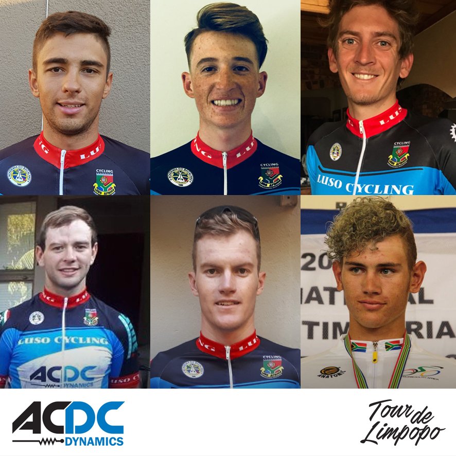 Team ACDC Luso from South Africa will be taking on the inaugural Tour de Limpopo.

Calvin Beneke
Casper Kruger
Jandrich Kotze
Jaco van Dyk
Andrew Edwards
Jason Oosthuizen