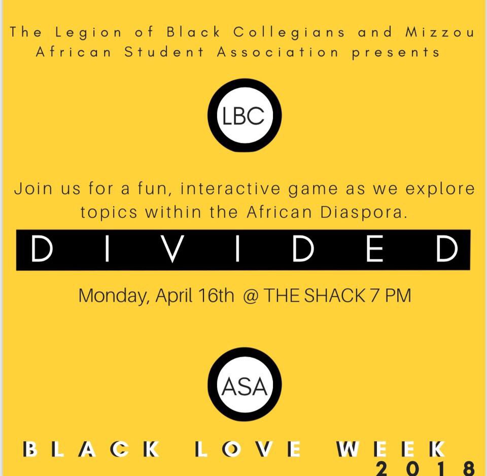 MizzouLBC's tweet photo. The location for tonight’s event with @MizzouASA has been changed to The Shack (inside the SC). Join us for a fun game show featuring members from our umbrella orgs. Who will take the W? 👀🏆 https://t.co/qNkyXn8BJK