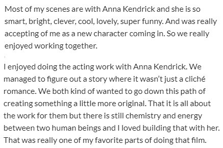 Anna Kendrick Rocks Auf Twitter Guy Burnet Who Played Theo In Pitchperfect3 Recently Gave An Interview And Talked About Annakendrick47 The Story Of The Characters In Movie And Explain The Motif Of