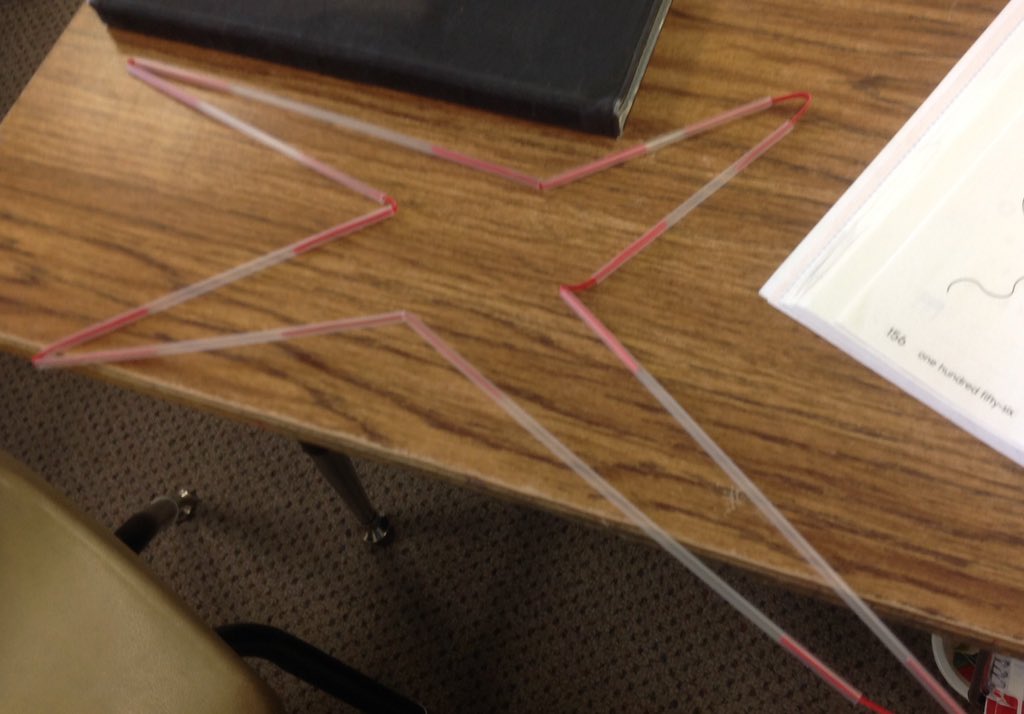 MrsGregg1st's tweet photo. Making math fun. Polygons with straws and twist ties. @NMPrincipal @CoachHannum https://t.co/Pp76tbQFb0