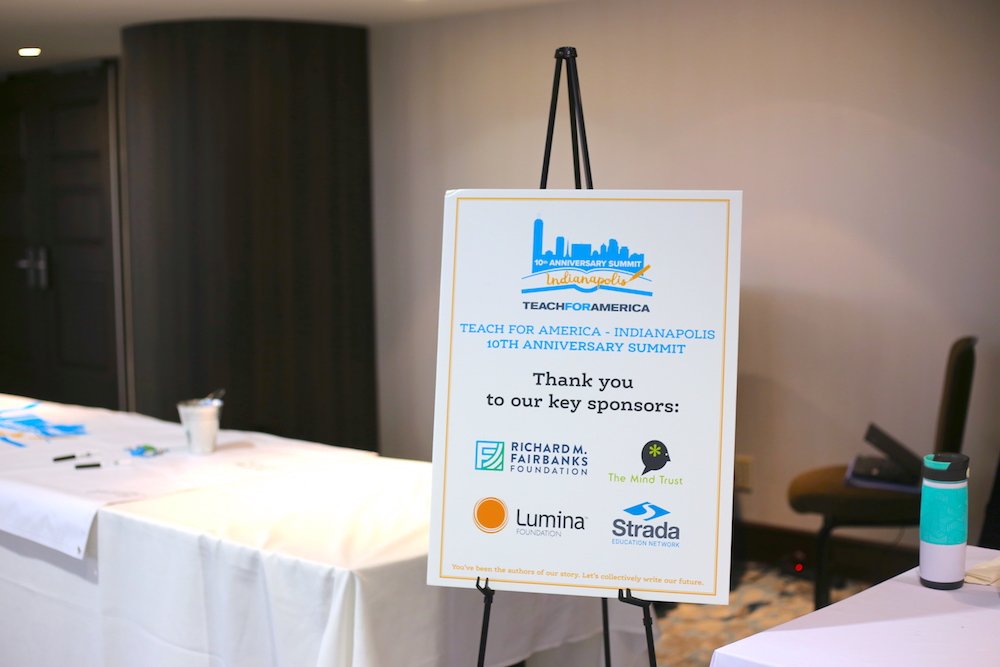 TFAIndy's tweet photo. A huge thank you to our #Indy10AS key sponsors, @RMFFIndy, @TheMindTrust, @LuminaFound, and @stradaeducation, for your generous support in helping us put on a memorable experience for our corps members, alumni, and community partners this weekend. https://t.co/gdP2cFSIaH