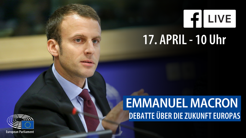 Europarl_DE's tweet photo. LIVE - Morgen debattiert Frankreichs Präsident Emmanuel Macron mit den EU-Abgeordneten über die Zukunft Europas. Hier kannst du die Debatte ab 10 Uhr verfolgen → https://t.co/n3MwAgKS3C https://t.co/gIS5wDBfVT