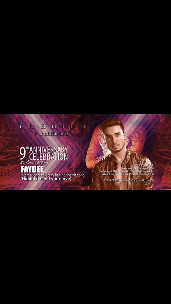 ahmedalsayed973's tweet photo. We are exactly 10 days away from my friend @Faydee ‘s visit to 🇧🇭
#Yullah start the count down! https://t.co/0VOYHnm4S0