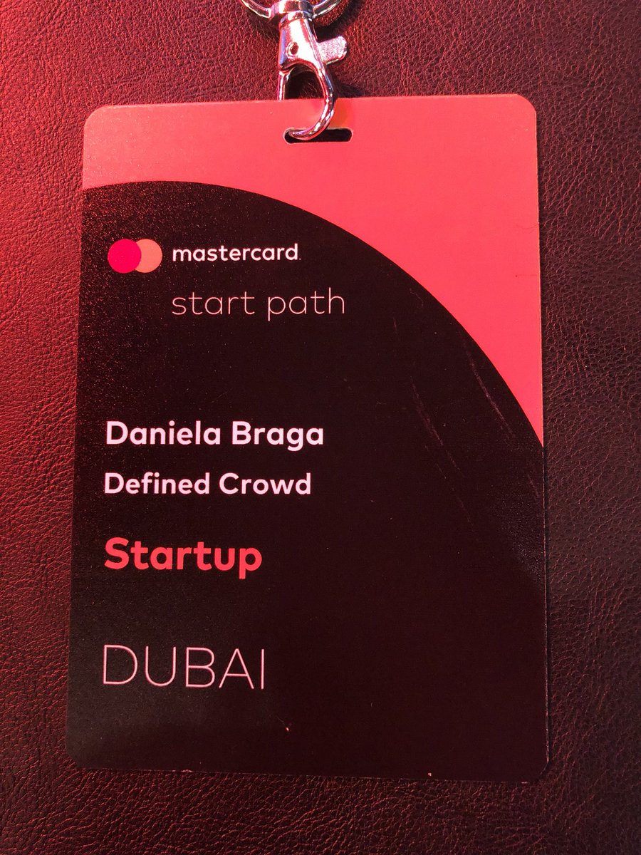 Honored to be representing <a href="/DefinedCrowd/">DefinedCrowd</a>, which is among a very selective group of startups selected by <a href="/MasterCard/">Mastercard</a> @Start path program, which just kicked off in Dubai.