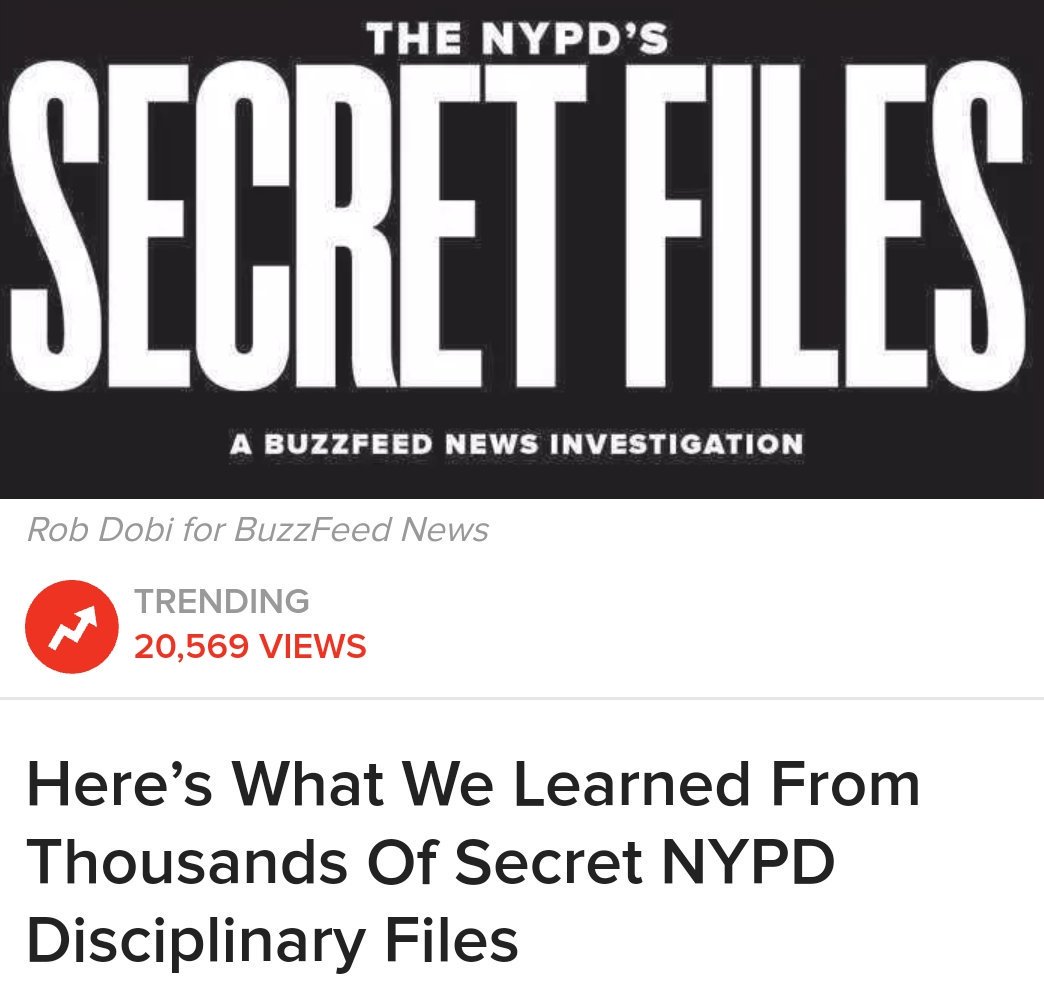 CpuBrooklyn's tweet photo. This Just In via @BuzzFeedNews
Leaked misconduct & discipline results for about 1800 NYPD officers.
Many of these officers have had run ins with #CopwatchPatrolUnit
These are some of the cops that have been praised by a few elected officials.
https://t.co/p4tfe2AJyV https://t.co/rsJVbn7grP