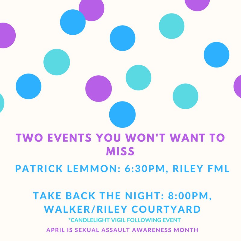 LinfieldHealth's tweet photo. TUESDAY APRIL 17th: Join us for two awesome events to raise awareness about Sexual Assault Awareness Month. Take Back the Night will happen rain or shine! https://t.co/M6SVKxFXbX