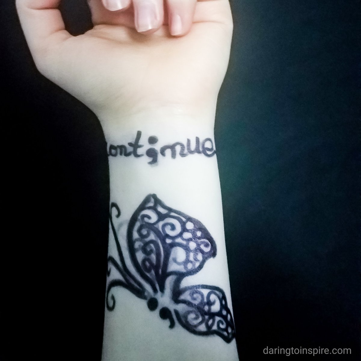 shortysbrain's tweet photo. Don't give up on your dreams. Your life is so valuable. I'm so happy you're still alive. I love you so much! Don't give up hope. Continue to believe in yourself!
#sharpietattoo #semicolonproject #continue https://t.co/4aD1iuApUC