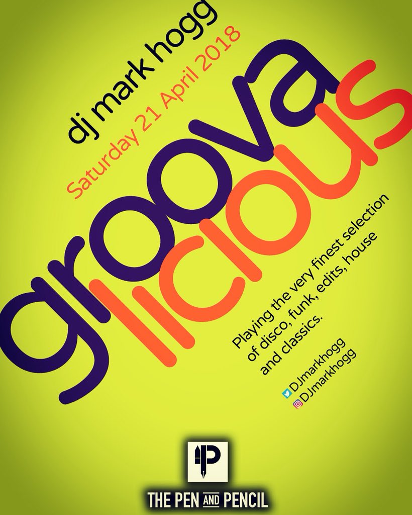 djmarkhogg's tweet photo. This SATURDAY 21st APRIL.
I'll be making a welcome return to @penandpencilnq and I cant wait to be back!!!!
Expect the usual mix of #Disco #Funk #Edits #House #Classics to keep you dancing all night long! #groovalicious https://t.co/oJHlCV9wps