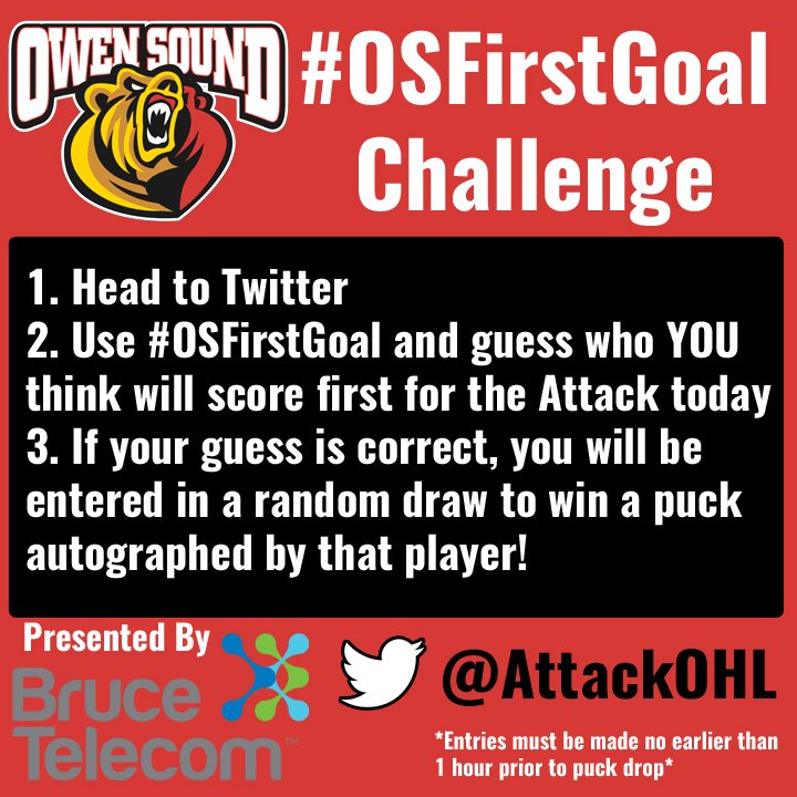 AttackOHL's tweet photo. The 7th #OSFirstGoal puck of the series is up for grabs right NOW.

#RedRising https://t.co/rYw1teYNOa