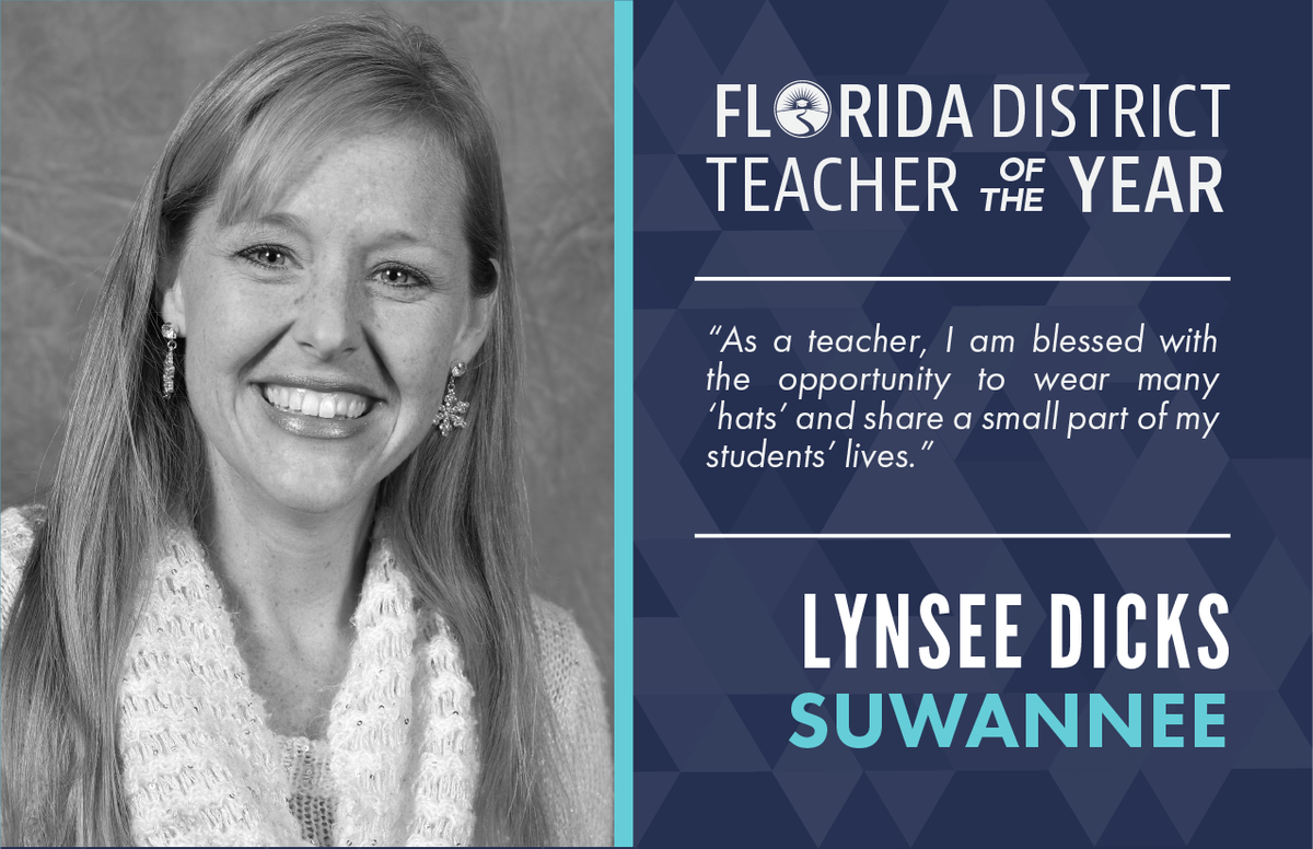 EducationFL's tweet photo. Congratulations to Lynsee Dicks on being named Suwannee county's 2019 FL District Teacher of the Year!!😁😁 #FLTeachersLead #FL74Strong #FLedu https://t.co/qFMEYufA7p