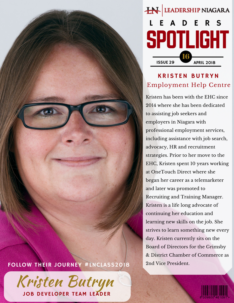 Lead_Niagara's tweet photo. " We all benefit from stronger communities and I want to help pave the path for future community leaders."
Get to know Kristen Butryn, Job Developer- Team Leader with the @EHCWestNiagara. Learn more about Kristen and our other LN Leaders from the #LNClass2018 https://t.co/t79Zj5q4M3