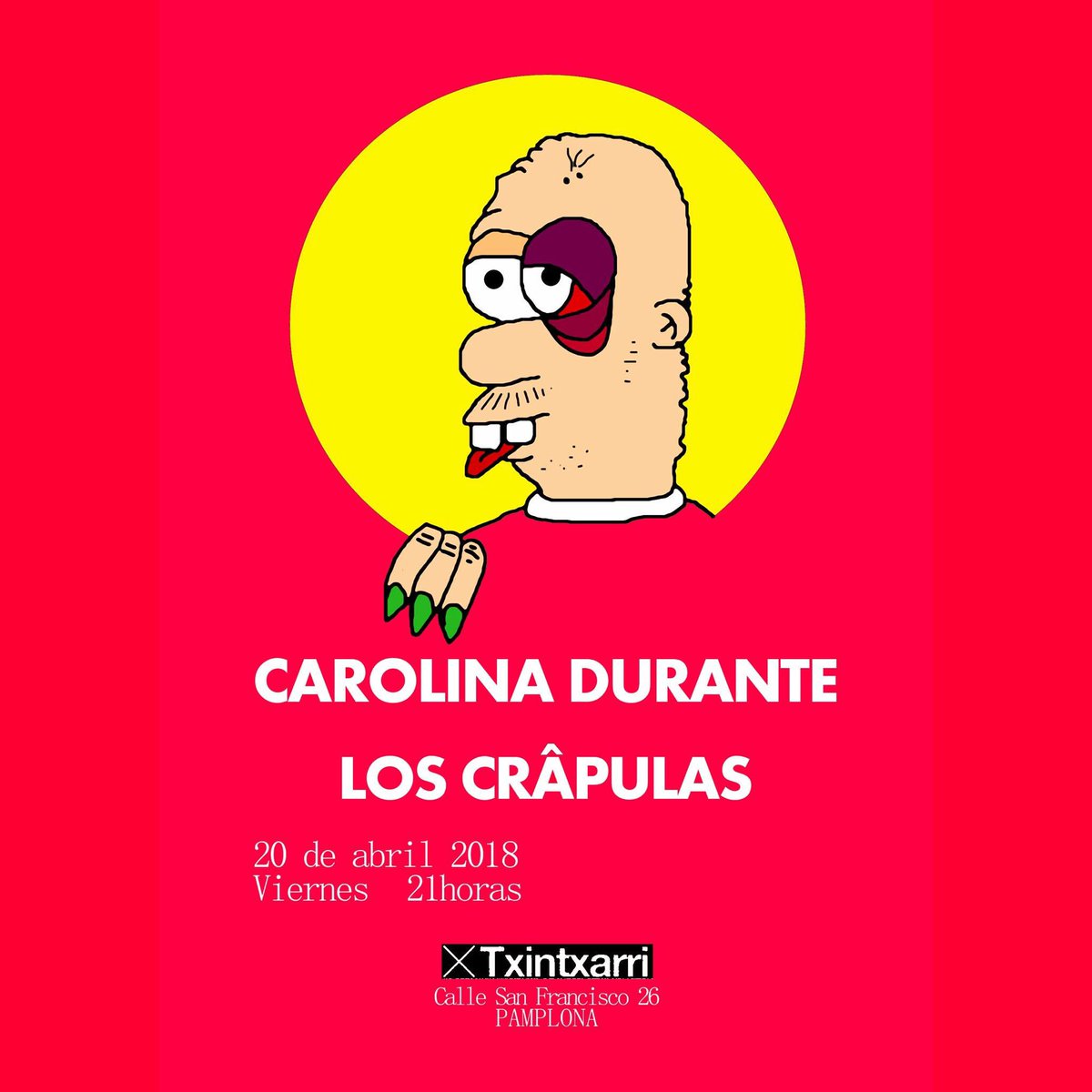 txintxarribar's tweet photo. ✖️ VIERNES ✖️
📆 20/04/18
⏰ 21:00h
🎤 CAROLINA DURANTE
🎸 + @LosCraaapulas 🧛🏽♂️
🎧 #Olimpico & #Correcto Djs
ℹ️ https://t.co/VfEV6YxSku
✖️#CarolinaDurante 🧛🏽♂️ #LosCrapulas
#Txintxarri 🔥#Pamplona 🎧 #Indie 🎤#Pop 🎸#Rock 🥁#AlternativeHits https://t.co/PdF6uPf1vX
