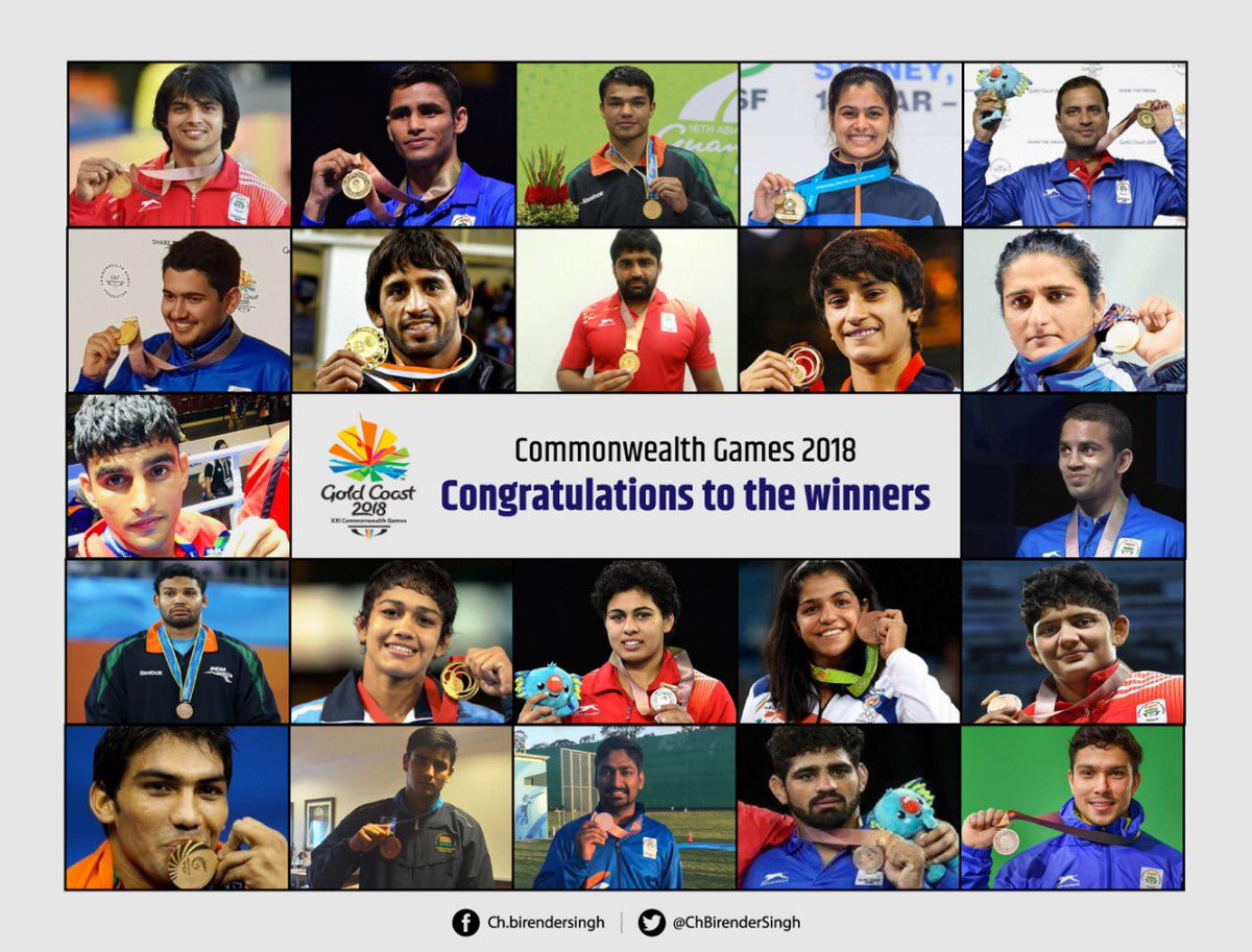 ChBirenderSingh's tweet photo. Special cheers to the performers from #Haryana. You have proved what hard work, commitment, dedication and focus can achieve. Best wishes for many such victories and successes in your future endeavours. https://t.co/Uv00qB4mdv