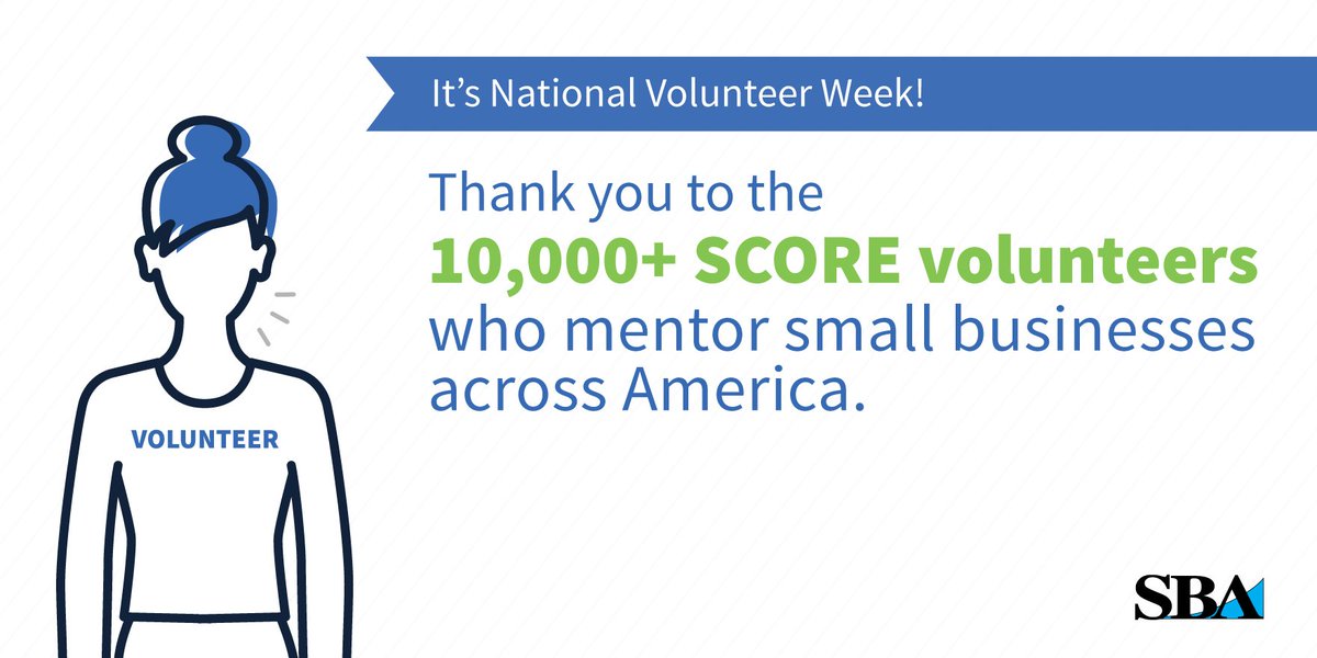 SBAgov's tweet photo. DYK small businesses with mentors have a higher success rate? Thank you, @SCOREMentors for volunteering your expertise! Find a business mentor → https://t.co/EfxUpGF68g. #NationalVolunteerWeek https://t.co/gXHhbnQxWS