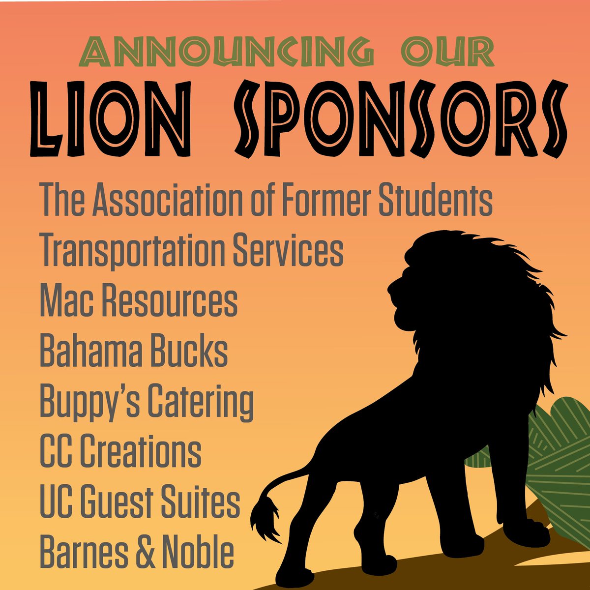 tamu_ucen's tweet photo. Thank you to @AggieNetwork, @aggieparking, @MacResource_MSC, @bahamabucks @Buppy @CCCreationsUSA @TAMUBookstore for participating in this year's #MSCBDAY2018 celebration as Lion Sponsors! #BEWILD https://t.co/rKXFEwDLkv
