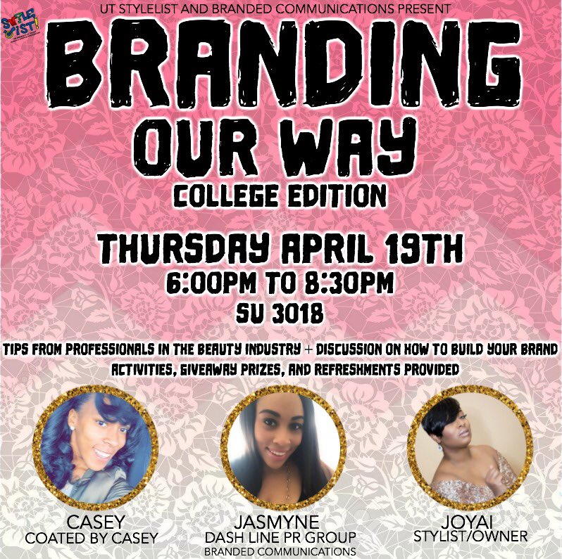 UT_StyleList's tweet image. Come out this Thursday to see how hard my eboard and I have worked on making this event a success. There are so many women aspiring to be business owners or create a certain brand for themselves.  ✨💞The first 15 people get gift bags and are entered into a raffle.