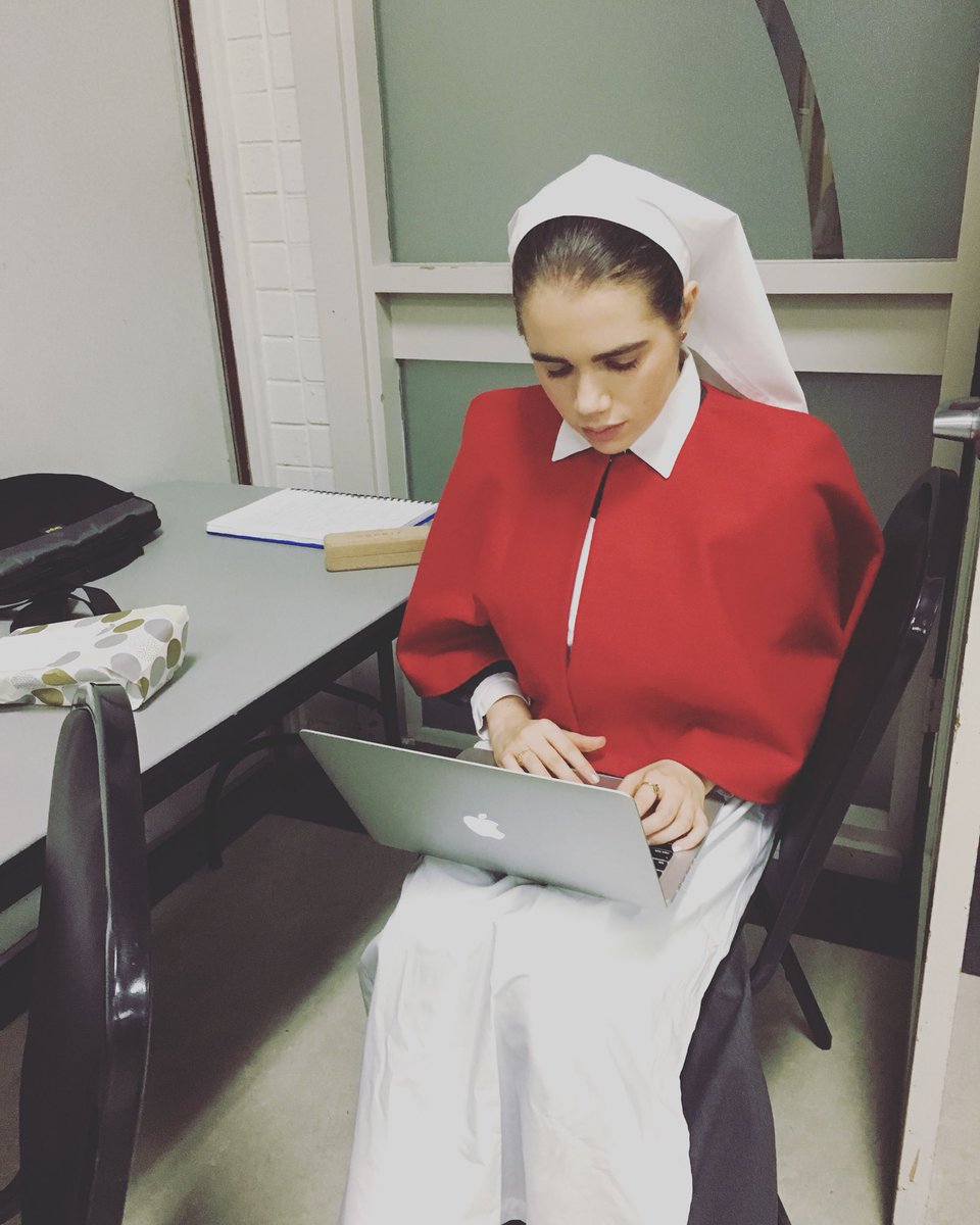 Amy_Feldman_'s tweet photo. Sprung! World War I nursing uniform + MacBook = time warp! #timewarp #WWI #CentenaryofANZAC #schoolworkshops #catchinguponwork #Adelaide https://t.co/OmLssALVVc