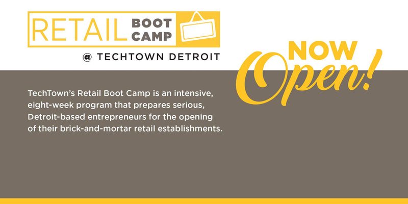 techtowndetroit's tweet photo. Is your business ready to take the next step and launch a brick-and-mortar location in #Detroit? Applications for our next #RetailBootCamp cohort will open on April 30 and you can learn more about the program on May 10.
#smallbusiness https://t.co/7Ld0HcyDtS