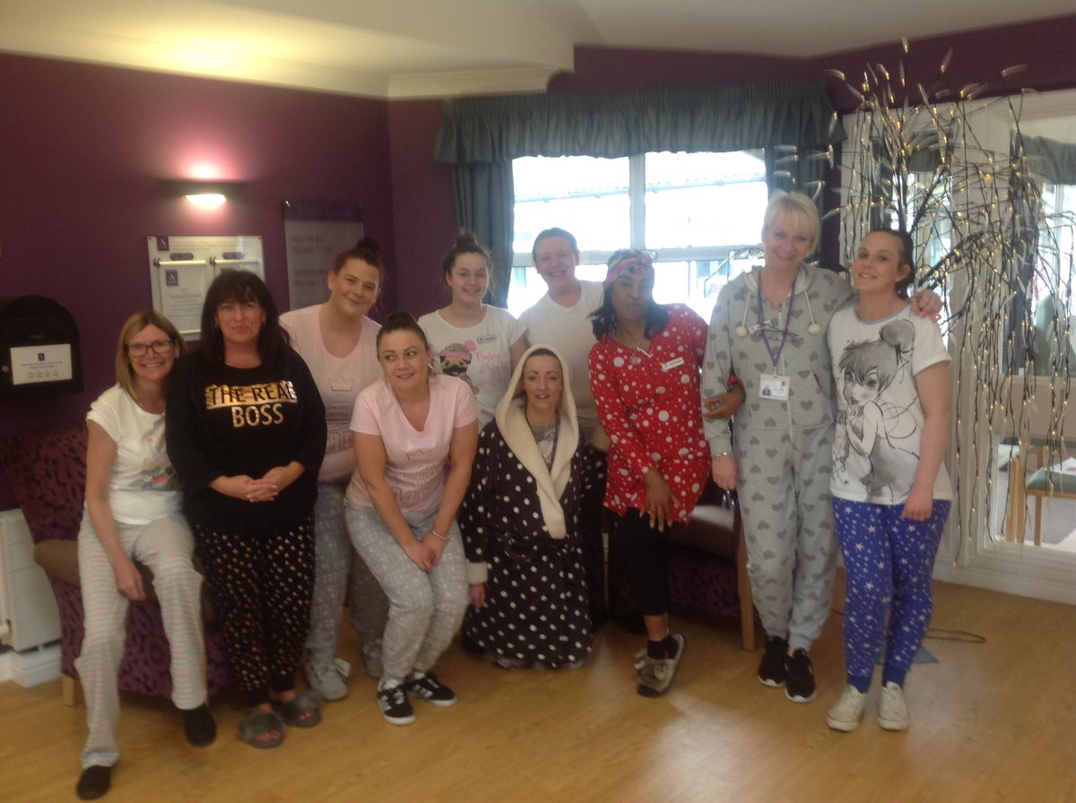 Trinity_LodgeCH's tweet photo. Wear Your Pyjamas To Work Day #activitycalendar #trinitylodge #staff #dressup 🙅🏼😃😁 https://t.co/zG0VR3QUQO