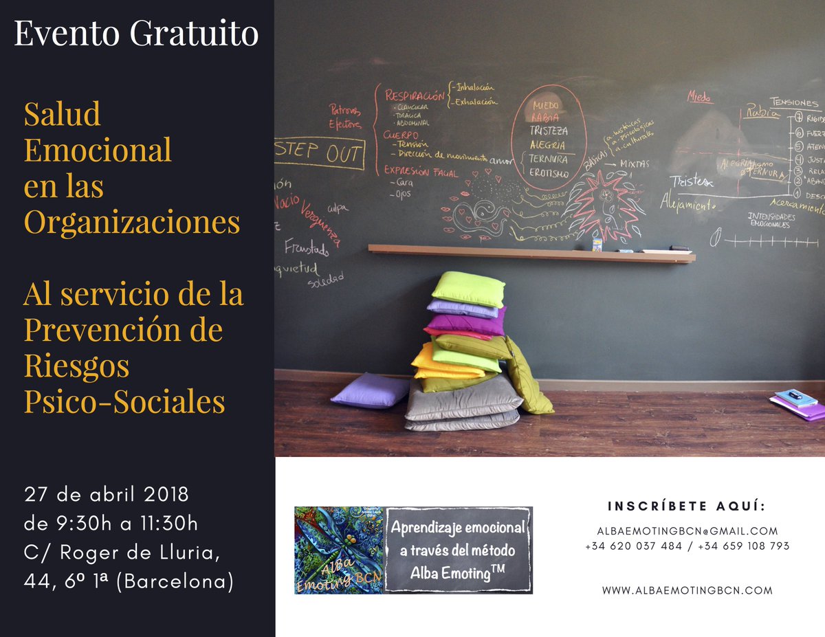 AlbaEmotingBCN's tweet photo. Las emociones, nuestro principal equipo de trabajo! Salud emocional en las organizaciones- Presentación experiencial gratuita. Más info e inscripciones: https://t.co/5SnLXLuYlD #RiesgosPsicosociales #saludemocional #PRL #SaludLaboral #salutiempresa https://t.co/o4Z0wA8jNJ