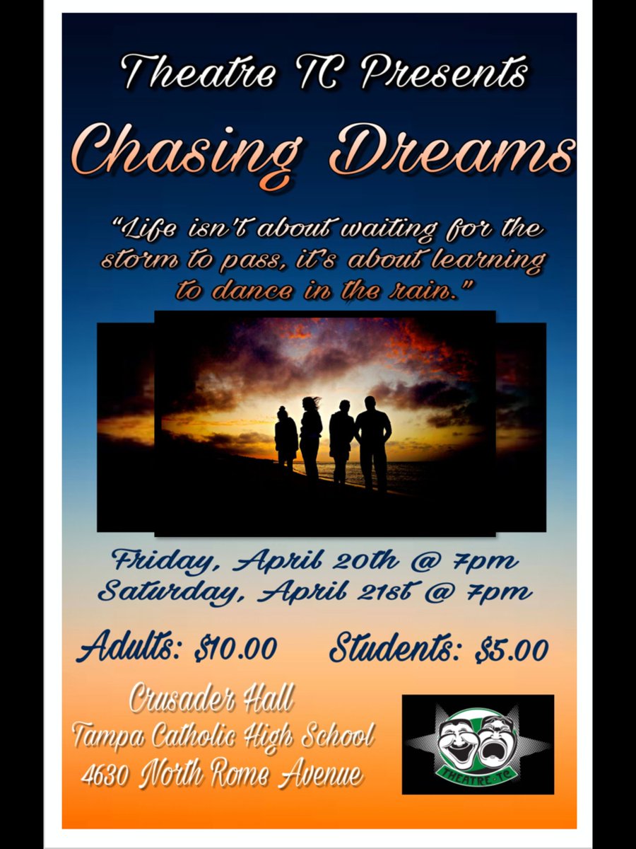 Theatre_TC's tweet photo. 🌠 Come see our new show "Chasing Dreams" this Friday and Saturday at 7pm! Tickets of sale now at lunch. 🌠 https://t.co/yrEWXig179