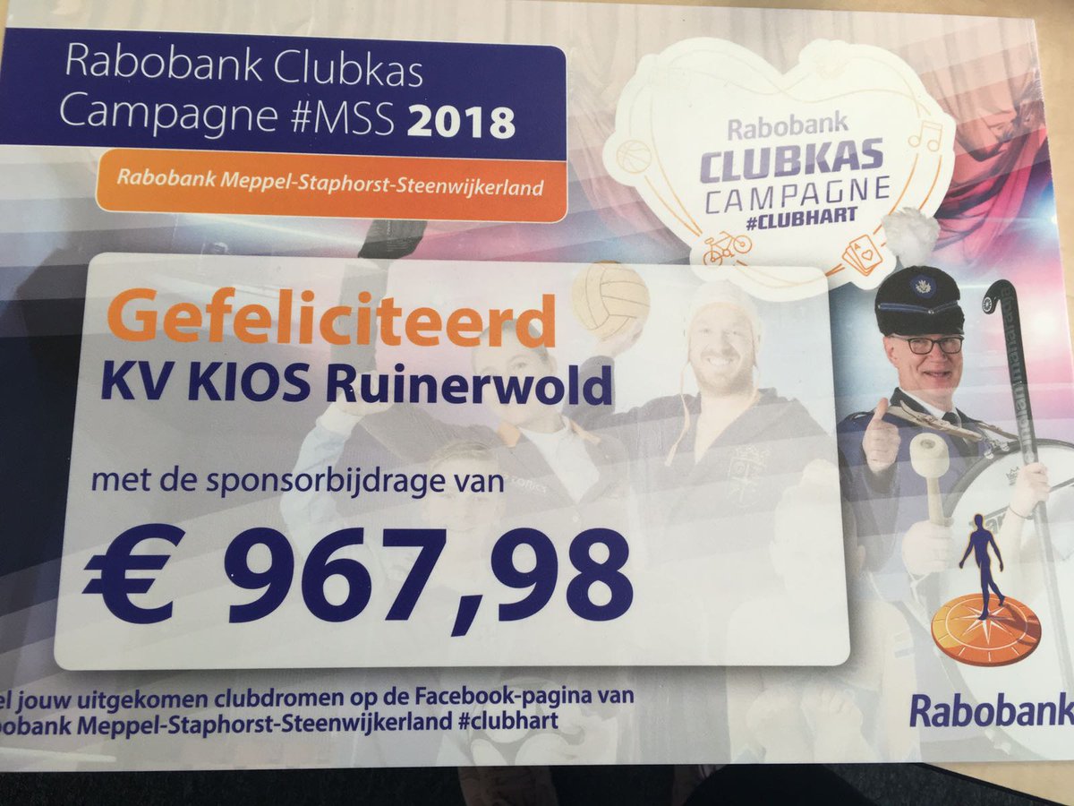 kiosruinerwold's tweet photo. Dank @RaboMSS voor deze fantastische bijdrage. Kunnen we prima wat mee doen. #JEUGDHEEFTDETOEKOMST #SAMENZIJNWEKIOS #CLUBHART #RABOMSS #KIOSGAATERVOOR https://t.co/TxnnPqnMKs