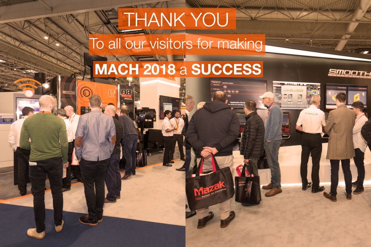 MazakEurope's tweet photo. Thank you to all of our visitors, customers, and partners for making #MACH2018 a huge success! #Togethersuccess #Mazak100 #Manufacturing #Engineering https://t.co/FG5pmIJXru