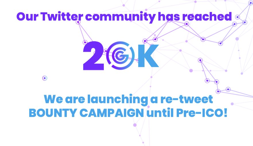 🙏We are thankful for our fast growing Twitter community- already at 20K followers! 

To celebrate we are launching today a RE-TWEET bounty campaign for 1 week until we open Pre-ICO on 23rd April. 

Earn 400 GTA TOKENS!💸

✔Rules here: bitcointalk.org/index.php?topi…