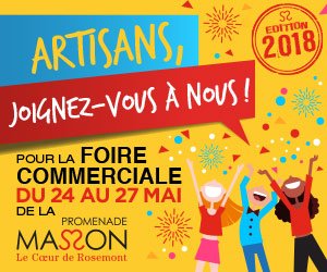 📢 Artisans, artisanes 📢
✨ ✨ Avez-vous réservé votre espace pour la foire commerciale du mois de mai?
🚨 Faites vite, les places sont limitées!
Rendez-vous sur notre site web pour tous les détails
ow.ly/Ol0a30jsDJA
#promenademasson #rosepatrie #ruemasson #rpp #masson