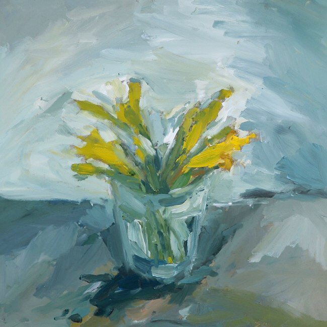There’s only a couple of days left of our Spring Exhibition in which you can see this wonderful Martha Holmes painting, Cornish Daffodils | oil on board | 30 x 30 cms | £350. 
#falmouth #cornwall #oilpainting #impressionism #contemporaryart