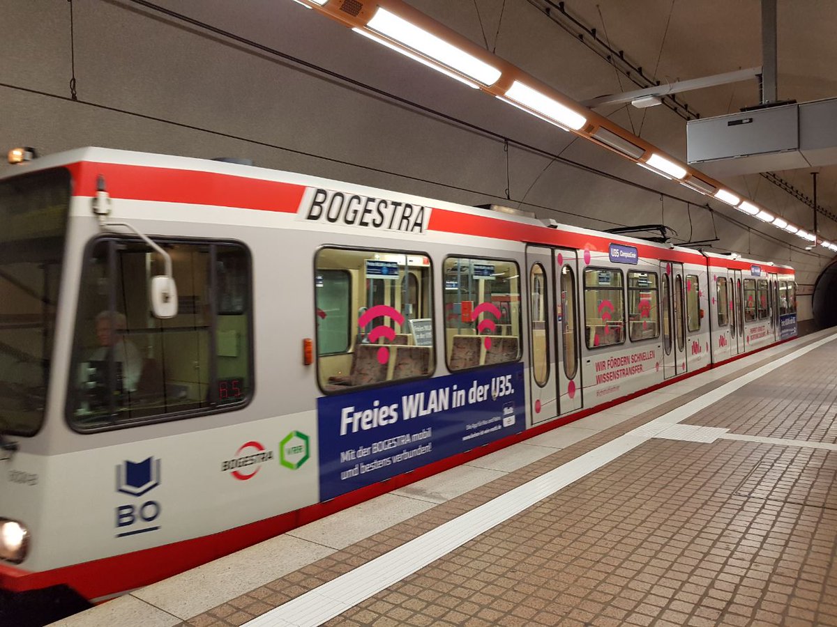 UniverCityBo's tweet photo. Ab sofort gibt's kostenloses WLAN auf der CampusLinie U35 in Bochum. Bis Ende 2019 soll es das in allen Bahnen und Bussen der Bogestra geben. #ichstudierhier #bochum #vonhieraus https://t.co/v5litts26i