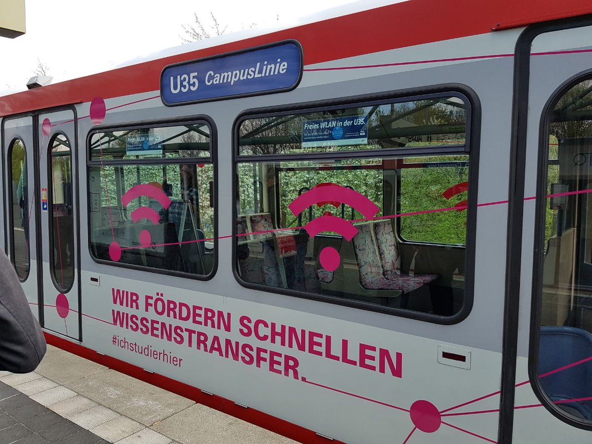 UniverCityBo's tweet photo. Ab sofort gibt's kostenloses WLAN auf der CampusLinie U35 in Bochum. Bis Ende 2019 soll es das in allen Bahnen und Bussen der Bogestra geben. #ichstudierhier #bochum #vonhieraus https://t.co/v5litts26i