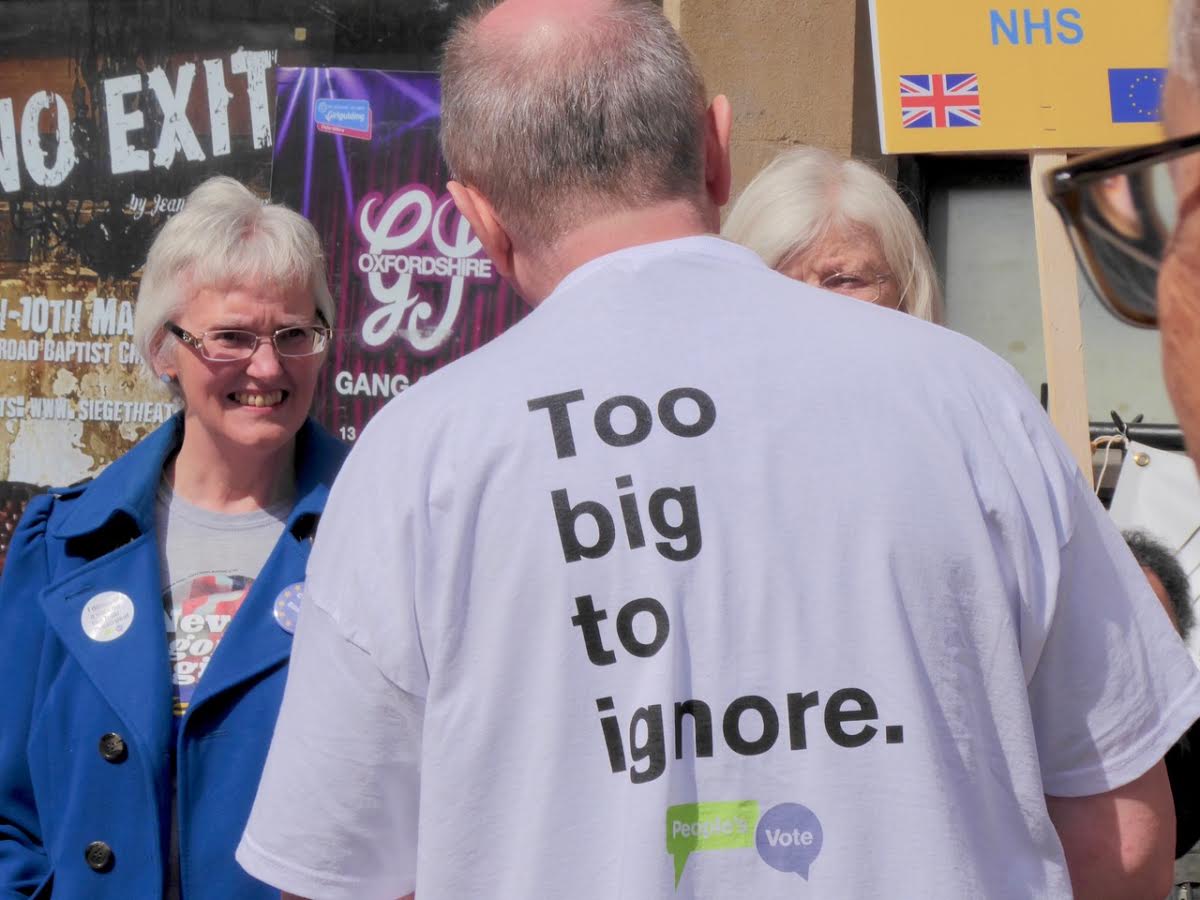 OpenBritOxford's tweet photo. Great couple of hours holding a stand at Carfax Tower in Oxford on Saturday morning, collaborating with our European Movement friends @EuroMove_MK . Lots of support and energy building in favour of having a People's Vote #peoplesVote on Brexit terms and conditions. https://t.co/o0kRTV22U2