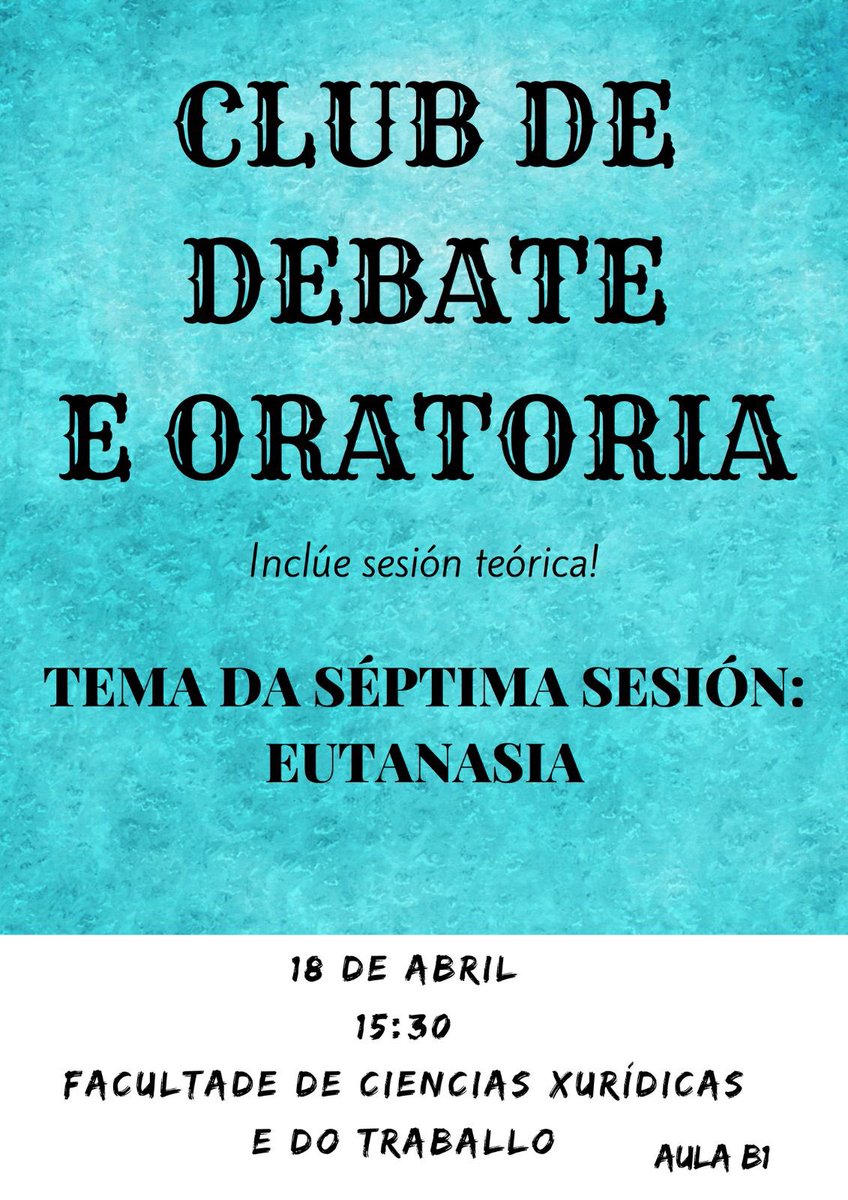 O 18 de abril temos outra sesión de debate. Ademais dunha sesión teórica!