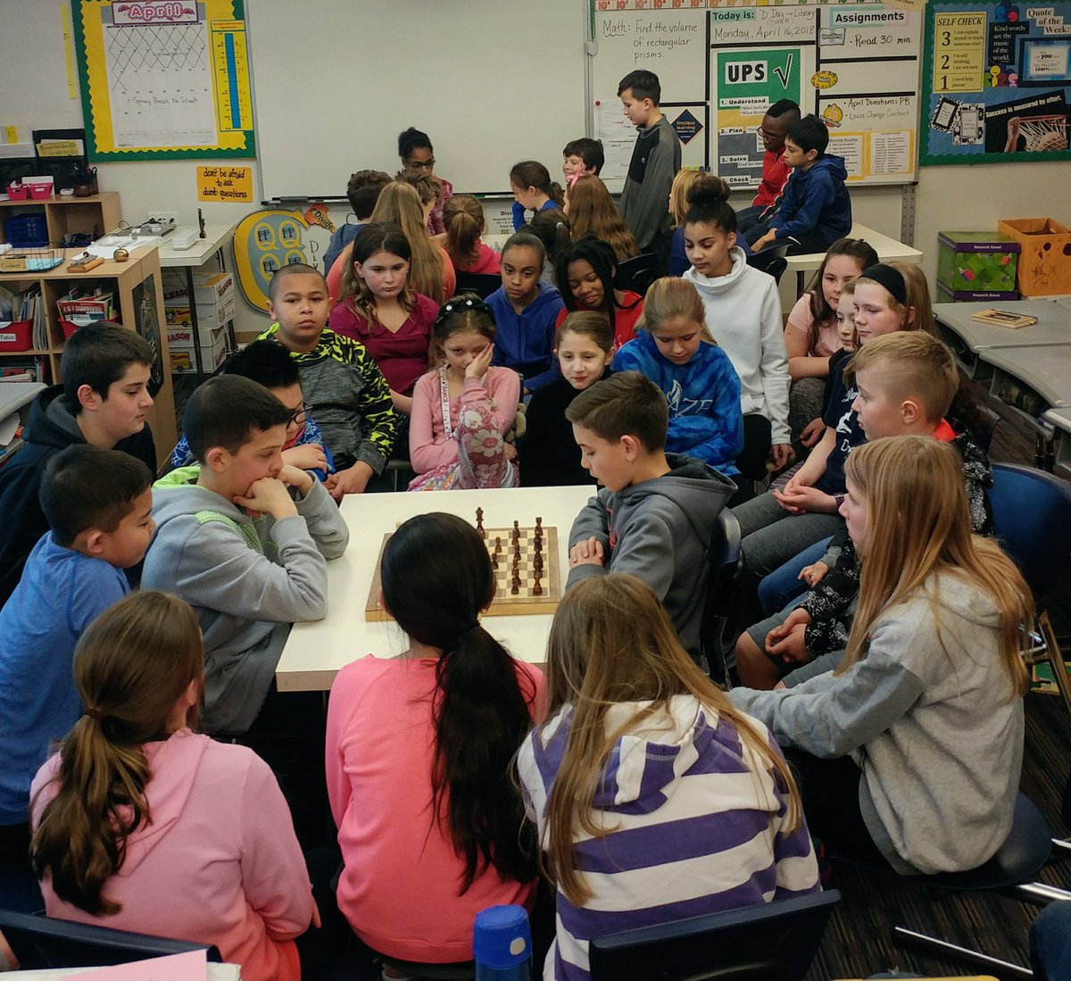KrisFerguson17's tweet photo. Because they were tied 1-1 and it's best out of 3, we had to postpone the final game until now @lafave_ @Colleen_CK @dziegler15 #5thgradechessclub #finaltwo #todayistheday #youcouldhearapindrop https://t.co/GweHQpshtv