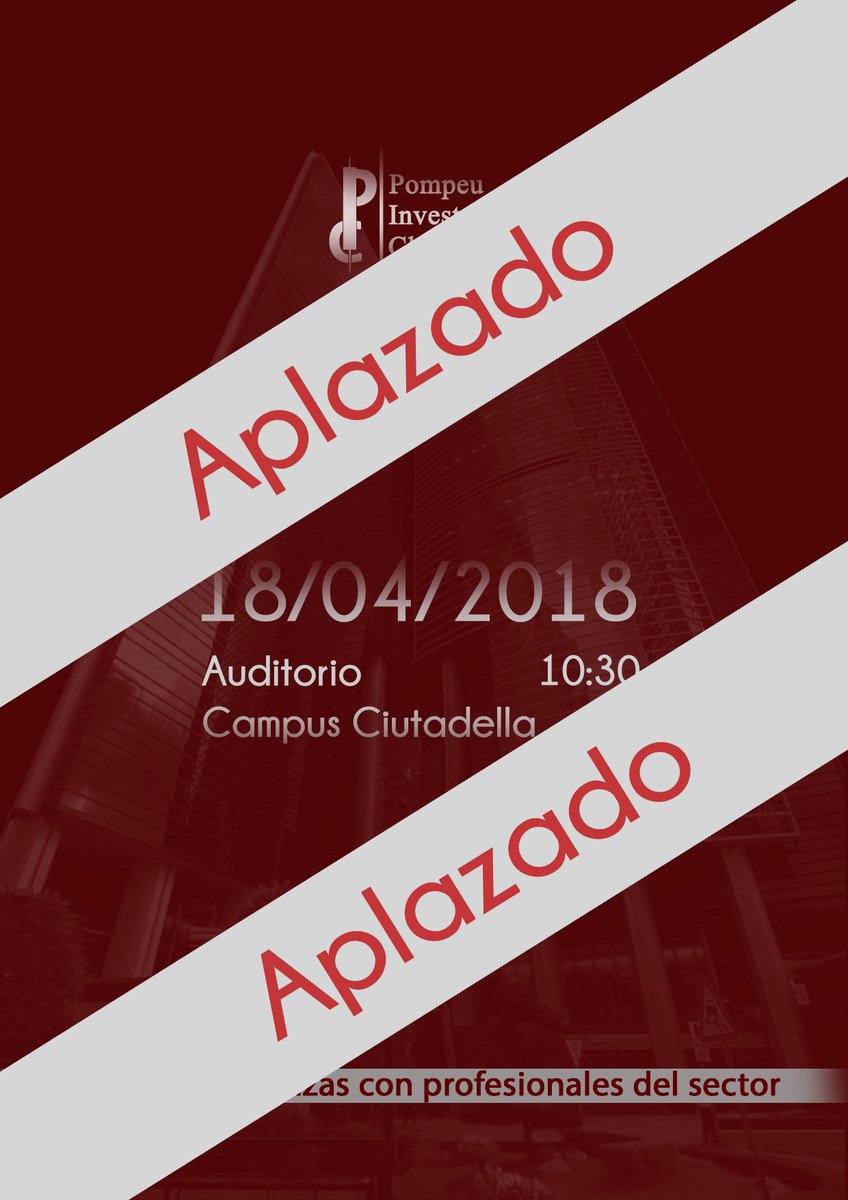 La conferència del proper dia 18 de abril queda aplaçada degut a causes alienes a la nostra organització; properament anirem informant de noves dates per a l'esdeveniment. Lamentem enormement les molèsties causades