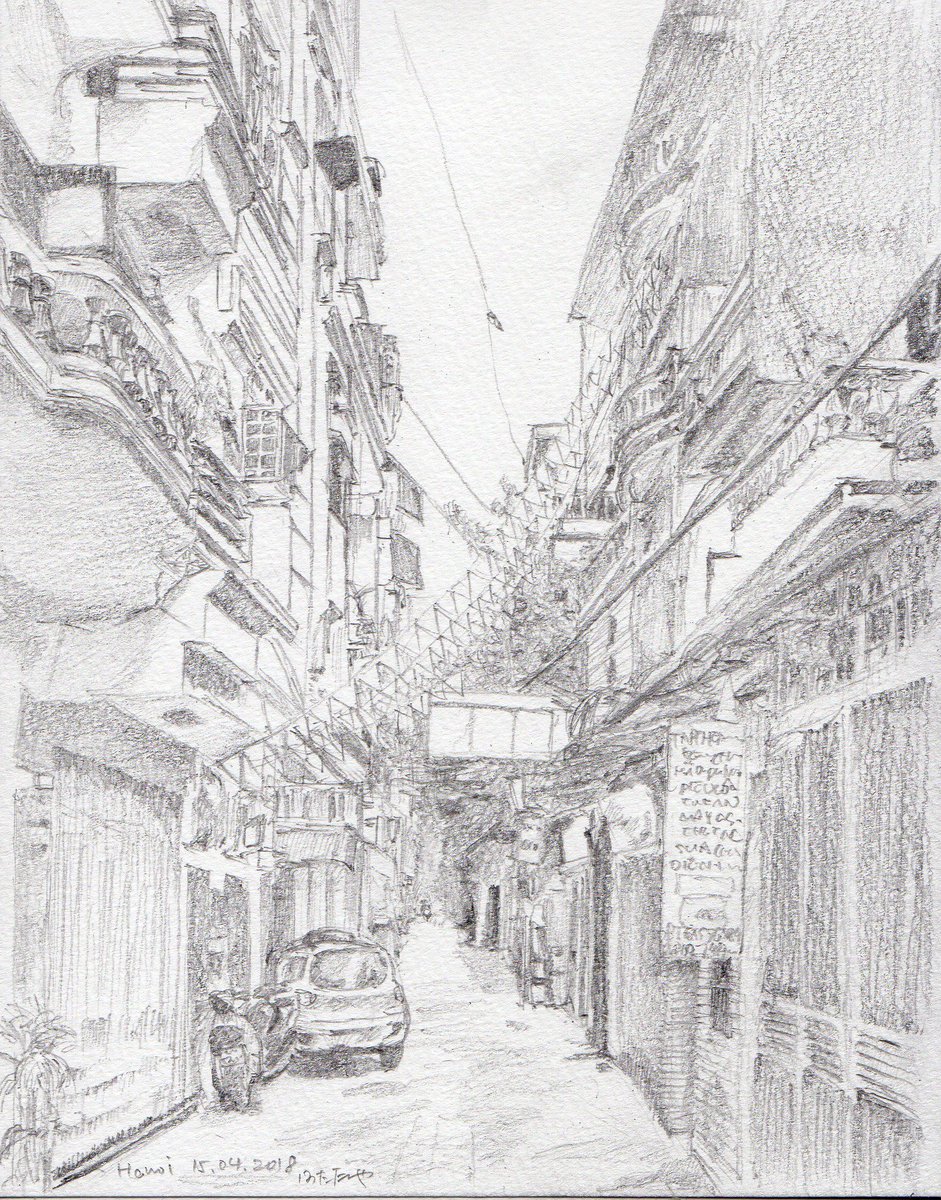 バカボンのパパ ベトナム ハノイの街角 ハノイ 風景画 鉛筆画 Hanoi バカボンのパパ ベトナム ハノイの街角 ハノイ 風景画 鉛筆画 Hanoi