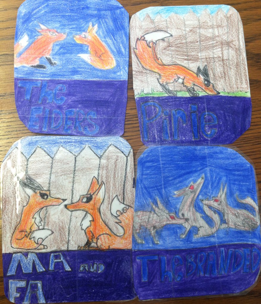 Librarystm's tweet image. Beautiful Foxcraft artwork by Violet for @UsetheSchwarz77 &apos;s 6th grade English class! Check out @Inbalinka &apos;s book!